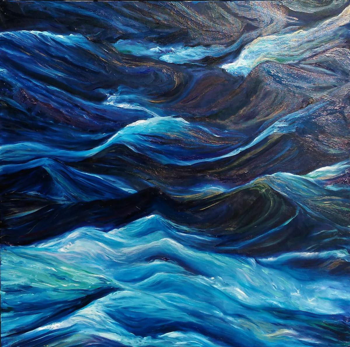 Vagues bleues,huile sur toile,Tableaux contemporains,artiste peintre Florence
GAUTIER,oeuvre contemporaine.