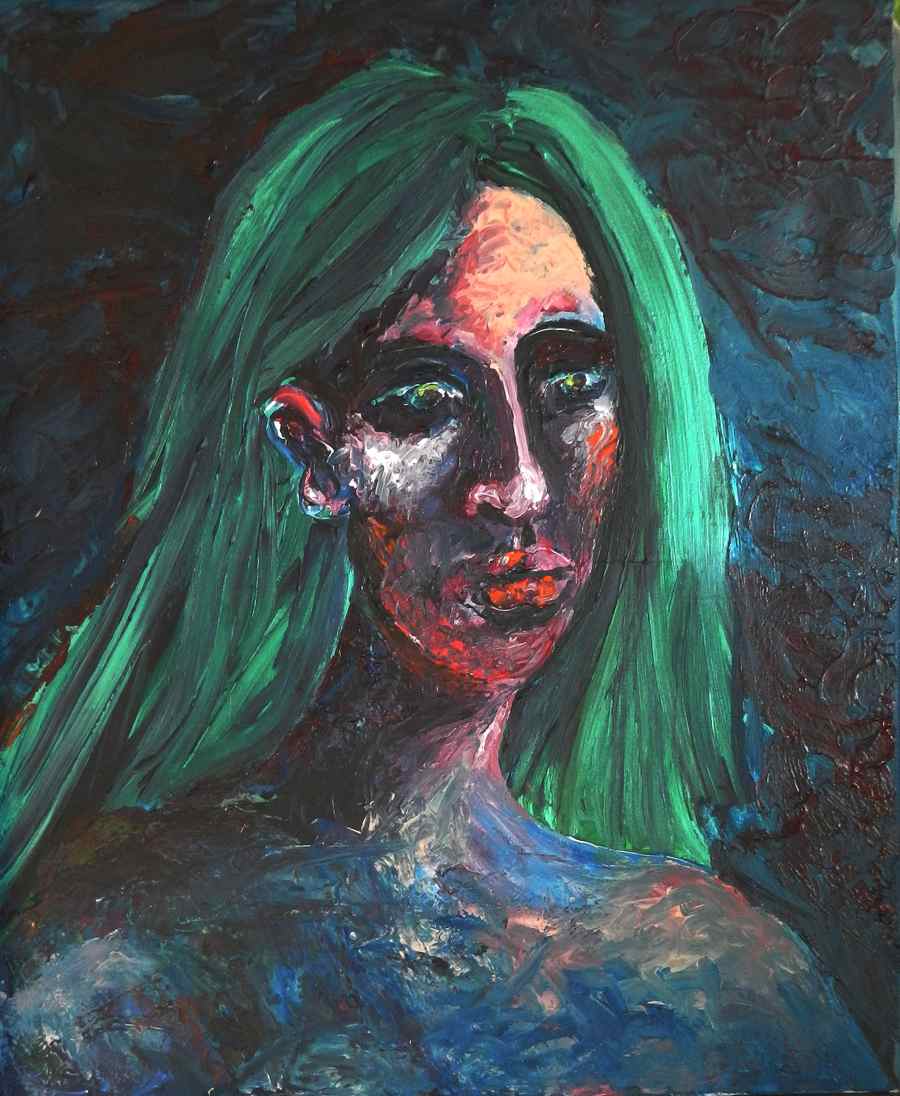 Femme cheveux verts,Tableaux contemporains,artiste peintre Florence
GAUTIER,oeuvre contemporaine.