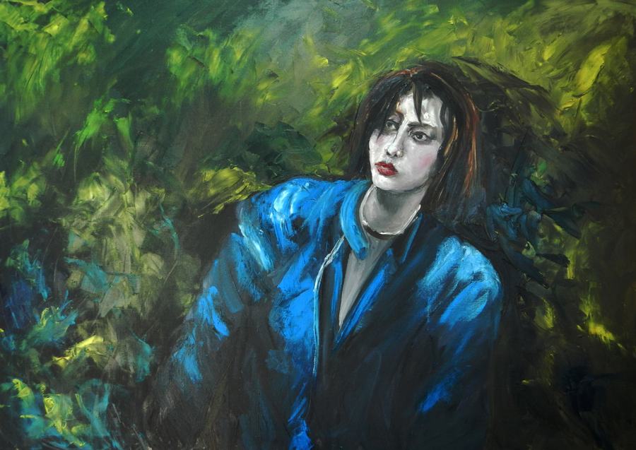 Fille en bleu,Tableaux contemporains,artiste peintre Florence
GAUTIER,oeuvre contemporaine.