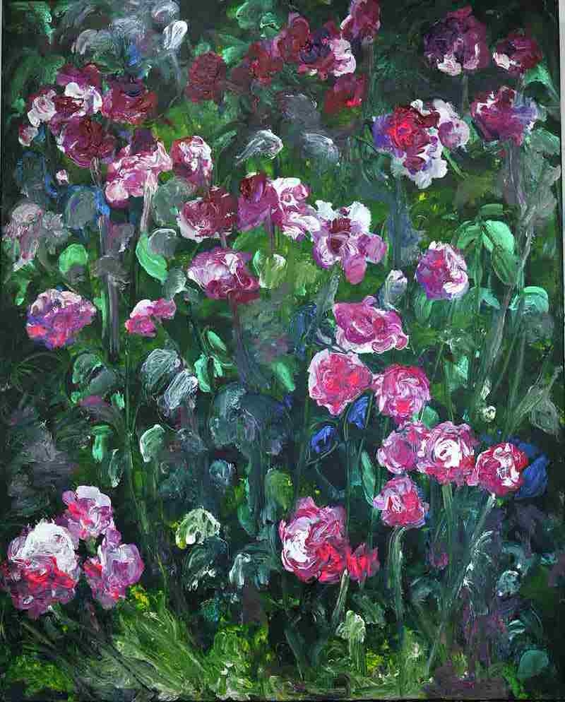 Fleurs roses,Tableaux contemporains,artiste peintre Florence
GAUTIER,oeuvre contemporaine.