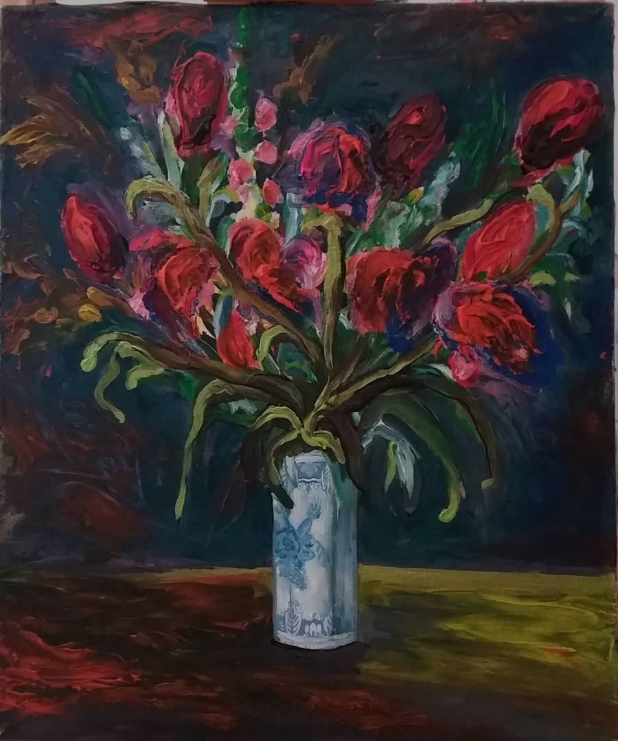 Le vase de delft,Tableaux contemporains,artiste peintre Florence
GAUTIER,oeuvre contemporaine.