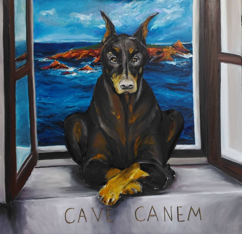  Chien-80X80, Artiste peintre Saint Raphael, F.Gautier