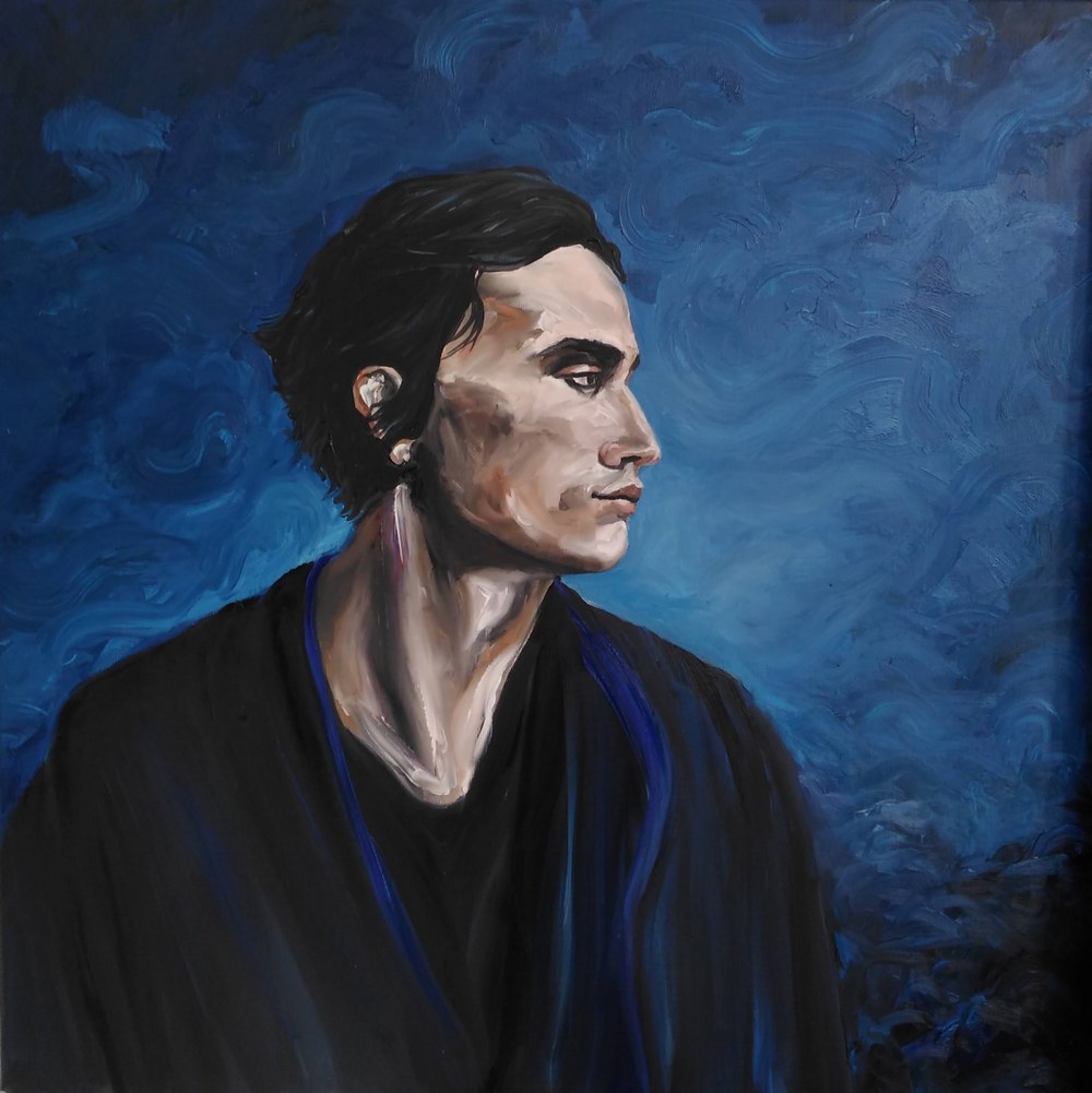 Homme en bleu-80X80,Tableaux contemporains,artiste peintre Florence
GAUTIER,oeuvre contemporaine.