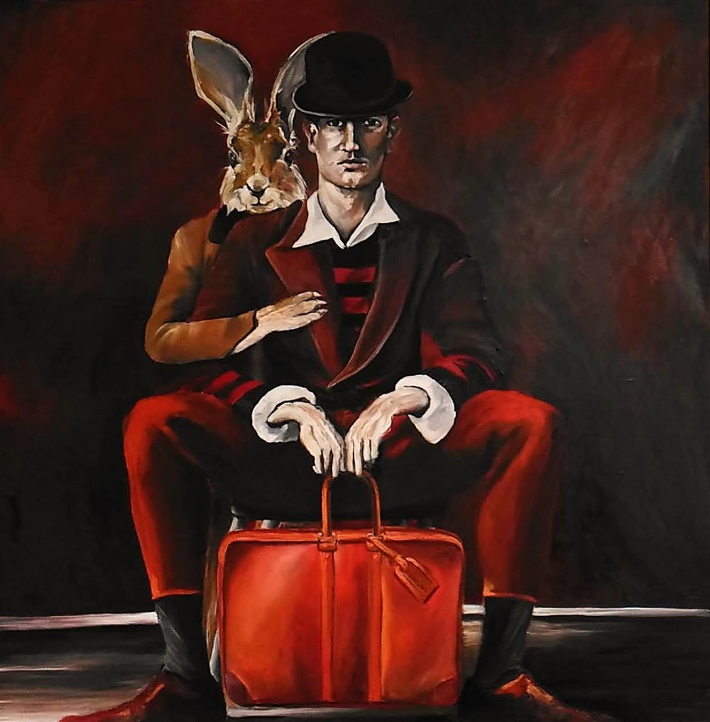 L'imposture d'Alice-100X100,Tableaux contemporains,artiste peintre Florence
GAUTIER,oeuvre contemporaine.