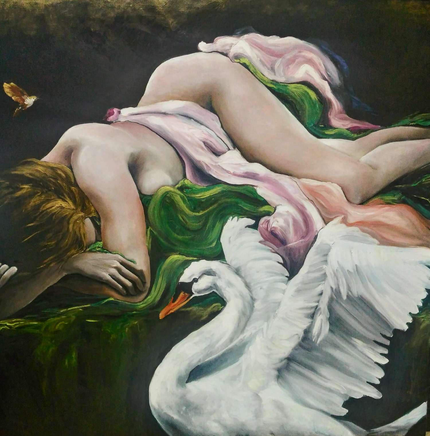 Lda Lda et le cygne,Tableaux contemporains,artiste peintre Florence
GAUTIER,oeuvre contemporaine.