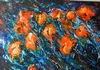 Fleurs-oranges-2015,acrylique-enduit sur toile.Artiste peintre Florence 
Gautier.