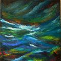 l'autre monde 180x80 acrylique huile pastel,tableau d'Artiste peintre Florence Gautier.