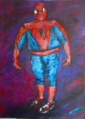 l'homme qui rvait d'tre Spider-man acrylique enduit 120x150,tableau d'Artiste peintre Florence Gautier.