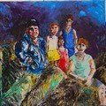 Famille Nonsolumsedetiam 100x100 acrylique enduit sur toile.Artiste peintre Florence Gautier.