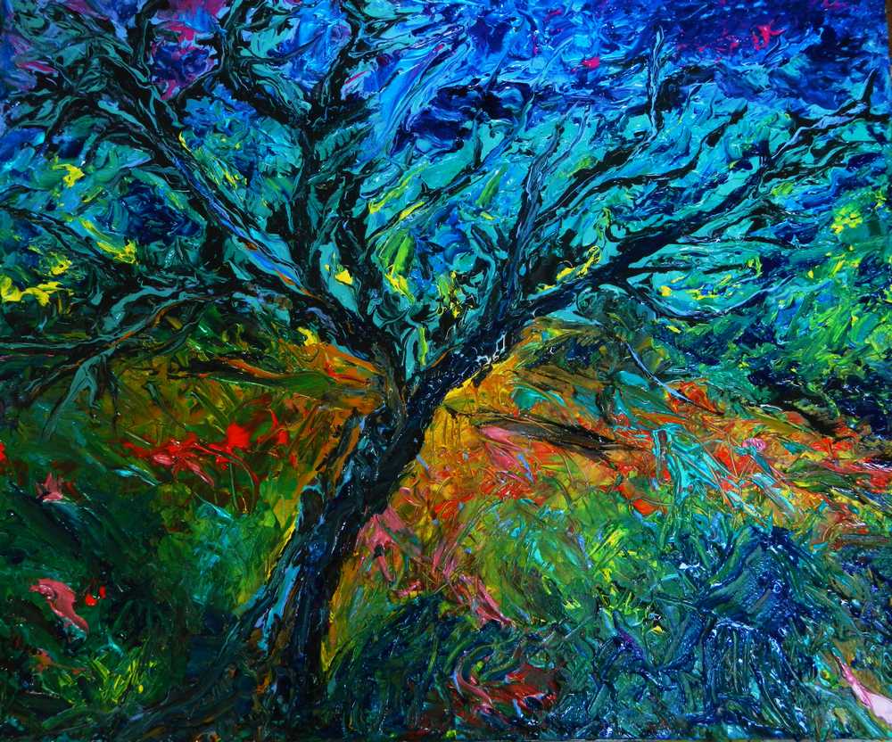 J'ai un arbre qui pousse dans ma tte 2015,acrylique sur toile. Artiste 
peintre expressionniste Florence Gautier.