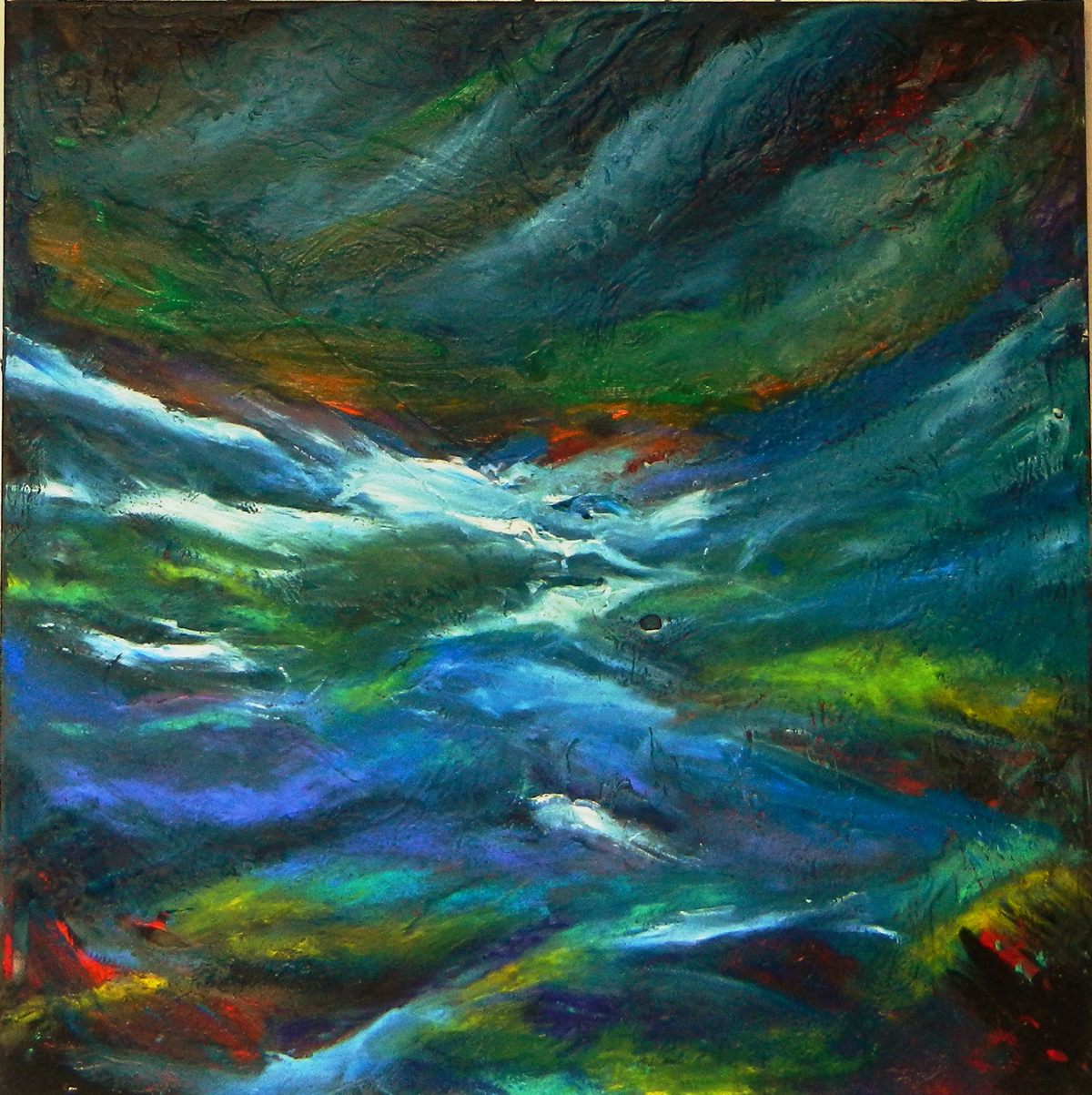 L'autre monde 180x80 acrylique huile pastel.Artiste peintre Florence Gautier.