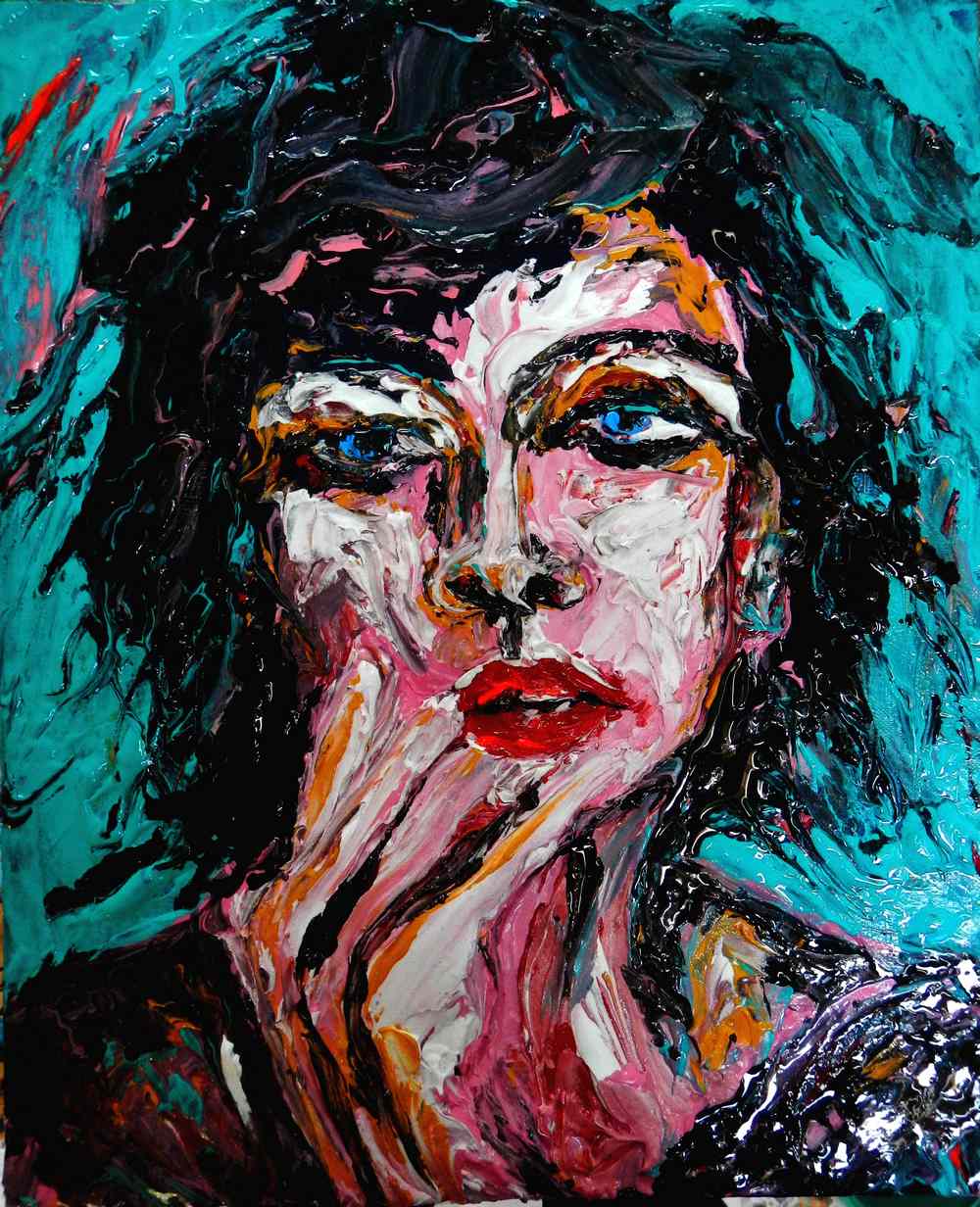 Lou la deuxieme soeur de marilou-2015,acrylique sur toile. Artiste peintre expressionniste 
Florence Gautier.