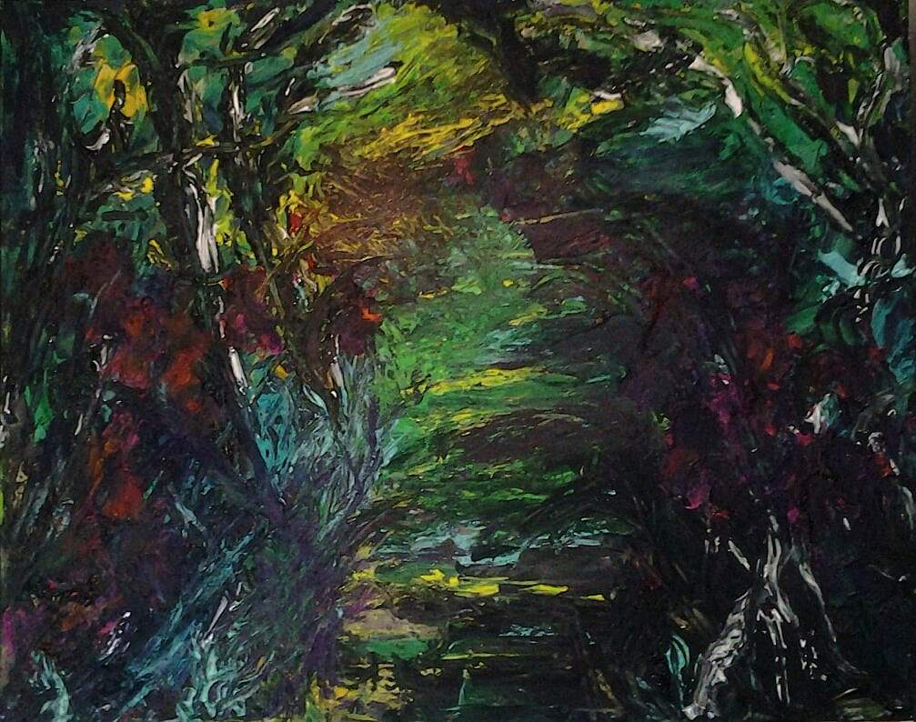 Sous bois, acrylique 2015.Artiste peintre expressionniste contemporain Florence Gautier.