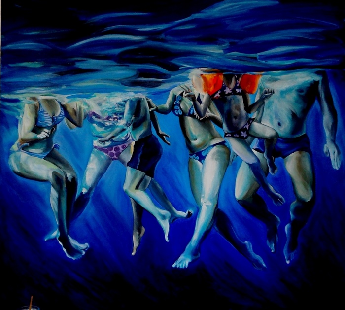 Sous l'eau t 2012,huile sur toile.Artiste peintre Florence Gautier.