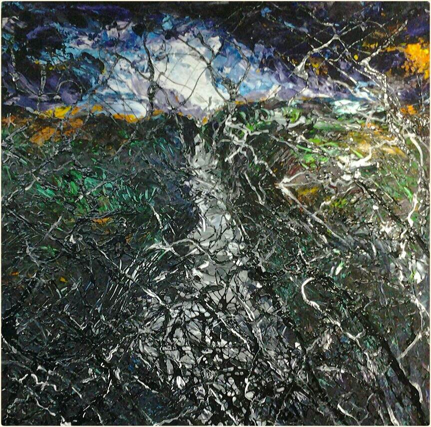 Tous les chemins, huile sur toile, 80X80, 2015.Artiste peintre expressionniste 
contemporain Florence Gautier.