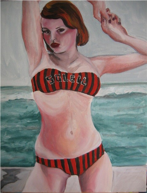 La baigneuse au soleil,huile sur toile.Artiste peintre Florence Gautier.