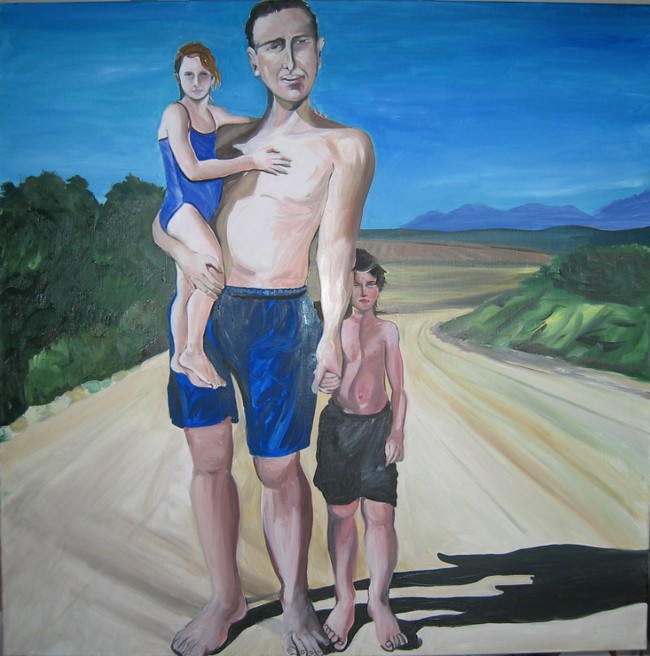  L'homme aux enfants,huile sur toile.Artiste peintre Florence Gautier.