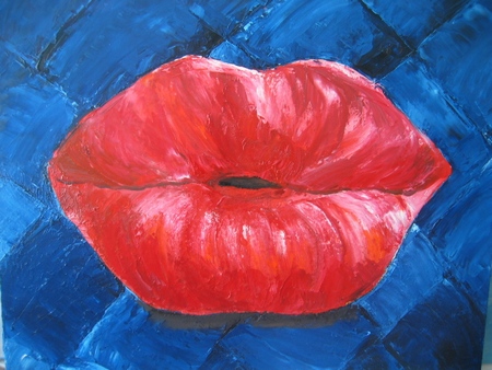 La bouche,huile sur toile au couteau 65 x 54,artiste peintre expressionniste Florence 
Gautier.