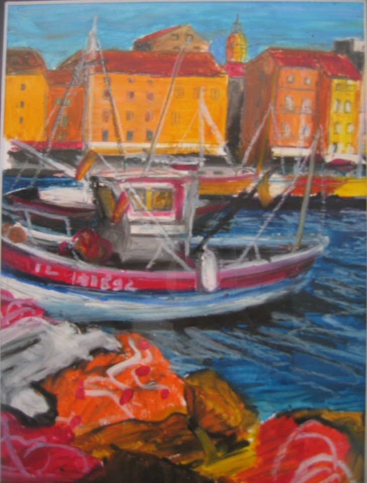 Saint Tropez,Pastel sur papier 20 x 25,artiste peintre expressionniste Florence Gautier.