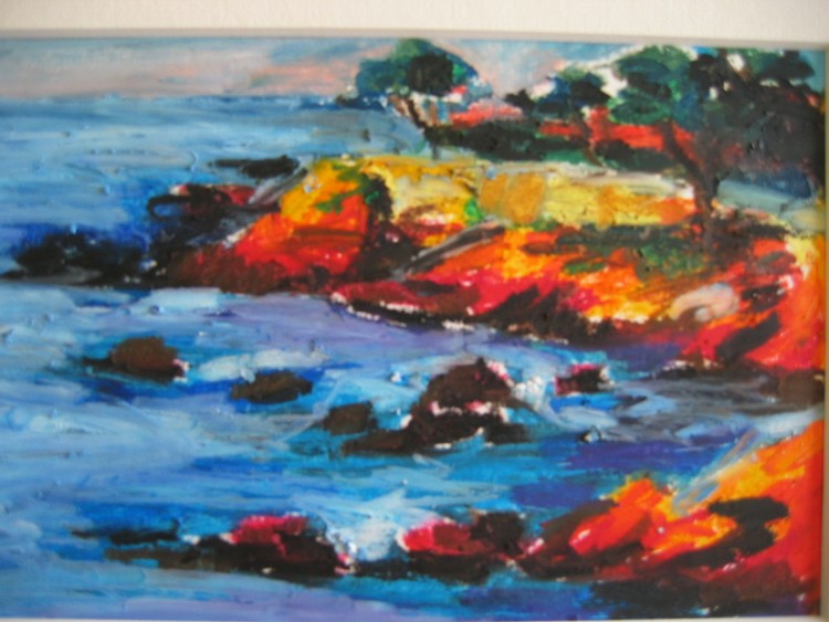 Les roches d'Antheor,Pastel sur papier 23.5 x 17.5,artiste peintre expressionniste Florence Gautier.