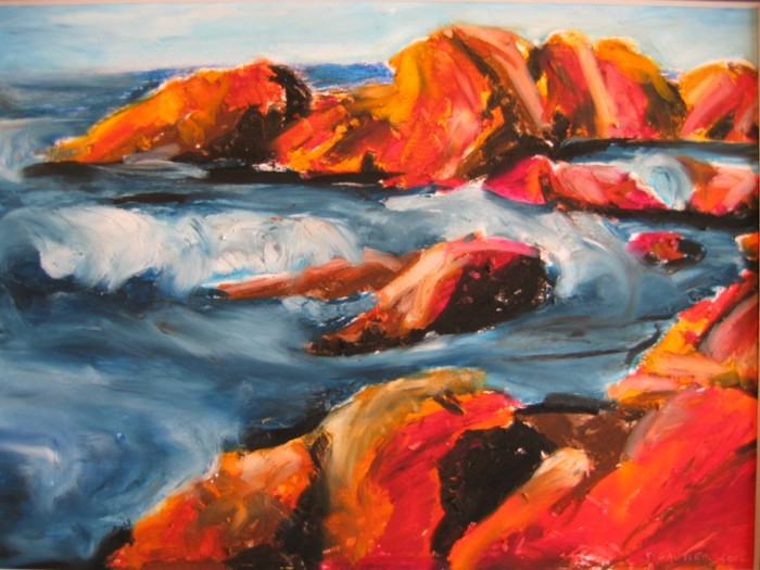 Bord de mer,Pastel sur papier 19 X 13,artiste peintre expressionniste Florence Gautier.