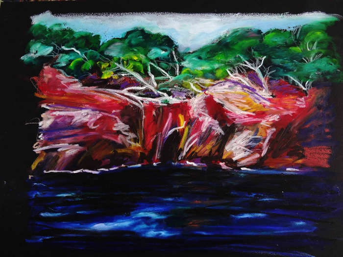 Pastel paysage marin.