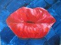 La bouche,tableau huile au couteau sur toile,artiste peintre